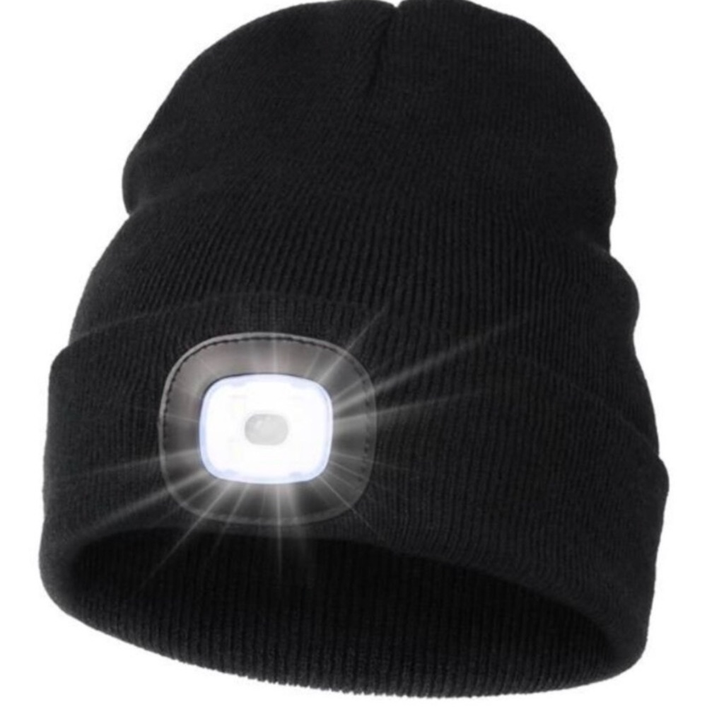 Unisex LED rechargeable Beanie Hat - Black